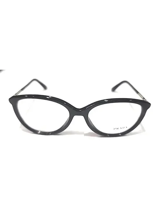 PRADA VPR03O IAB 101 Milan Glossy Black Oval Eyeglasses 53-16 130 Case Box Cloth - Picture 3 of 8